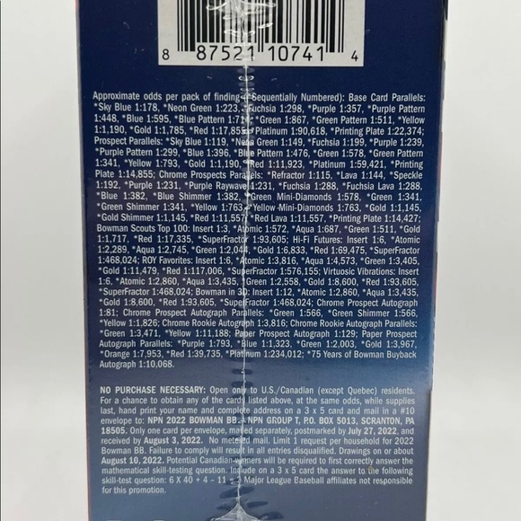 2022 Topps Bowman MLB Baseball Blaster Box  Factory Sealed Lot Rookie RC Card - Picture 3 of 3